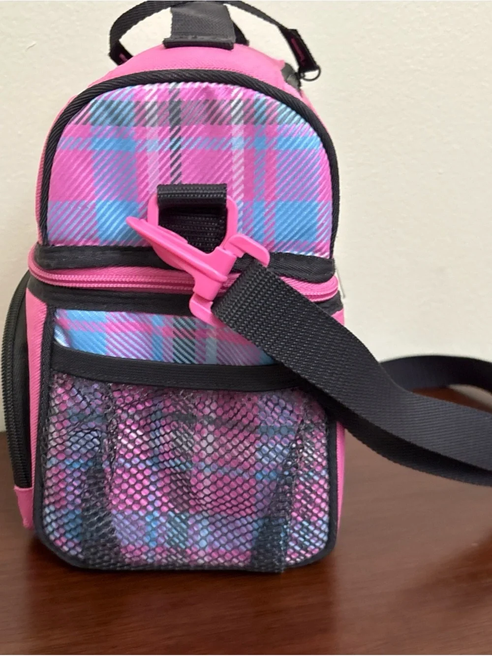 Hello Kitty Lunch Box Insulated Picnic School Pink Blue Plaid